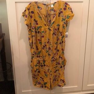 Dark Yellow Floral Patterned Romper